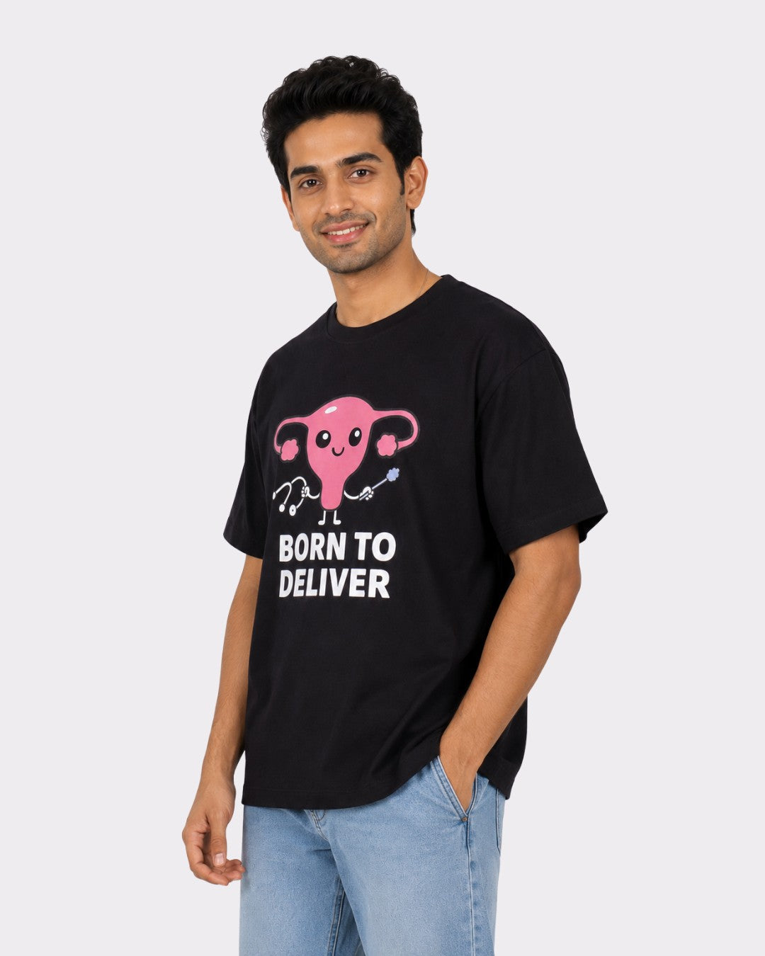 Gynaecologist | Born To Deliver | Oversized Trendy Graphic Tshirt For Men