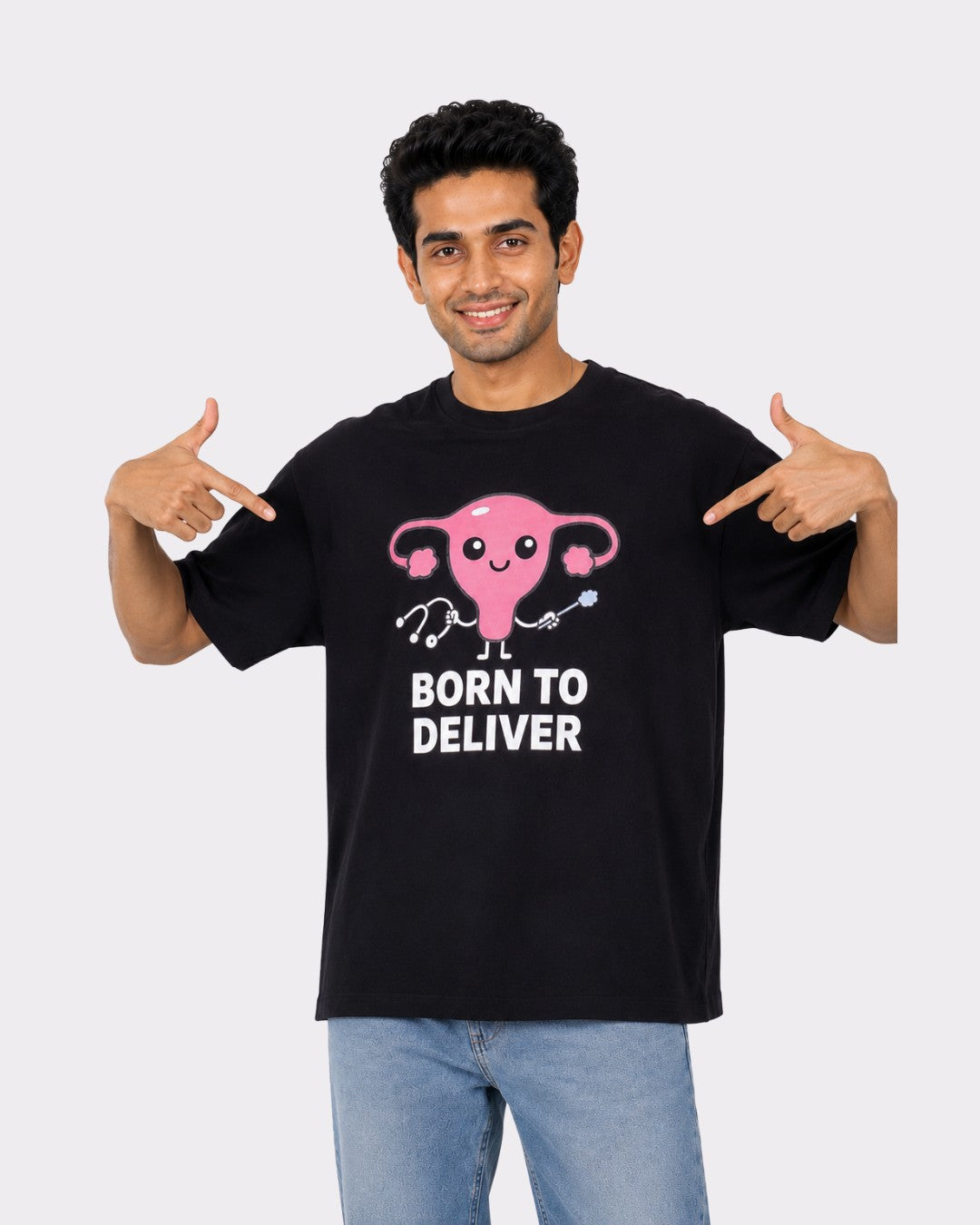 Gynaecologist | Born To Deliver | Oversized Trendy Graphic Tshirt For Men