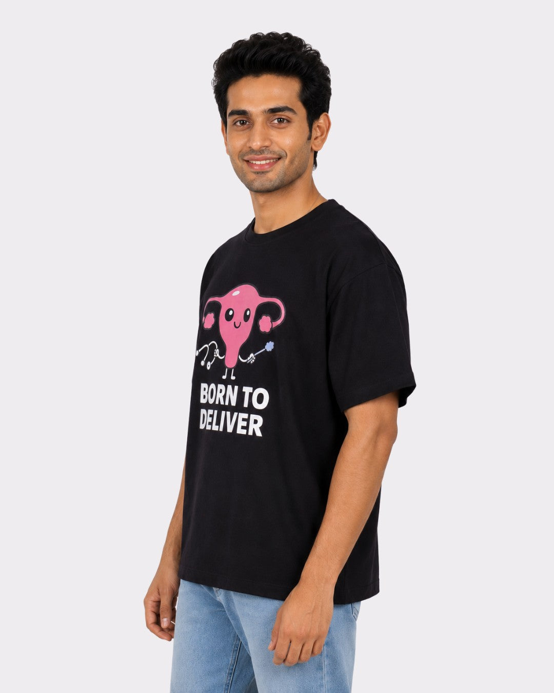 Gynaecologist | Born To Deliver | Oversized Trendy Graphic Tshirt For Men