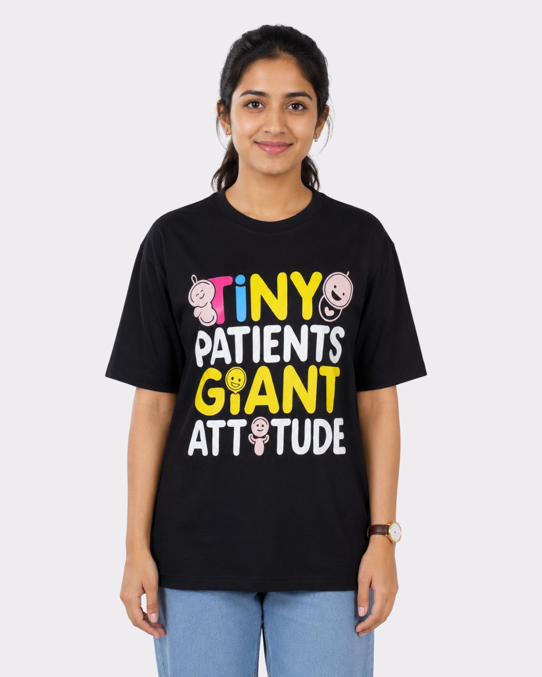 Paediatrician | Tiny Patients. Giant Attitude. | Oversized fit Tshirt