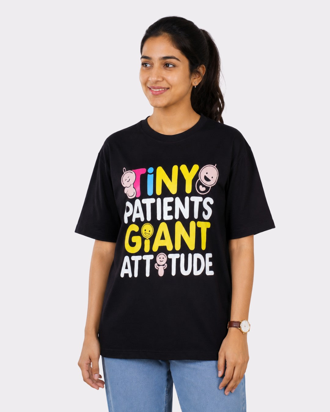 Paediatrician | Tiny Patients. Giant Attitude. | Oversized fit Tshirt