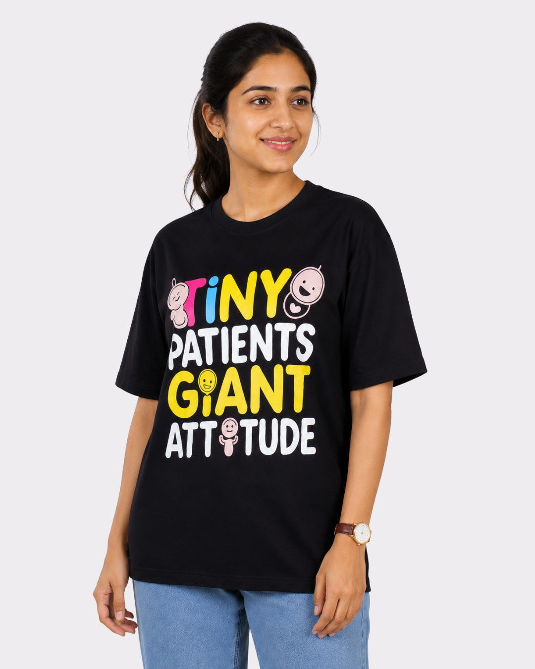 Paediatrician | Tiny Patients. Giant Attitude. | Oversized fit Tshirt
