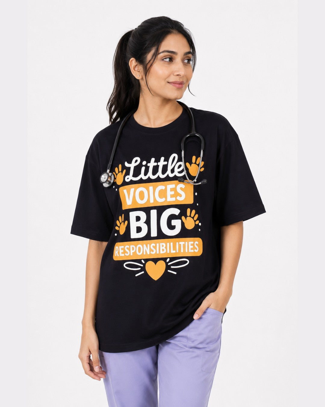 Paediatrician | Little Voices, Big Responsibilities | Oversized fit Tshirt