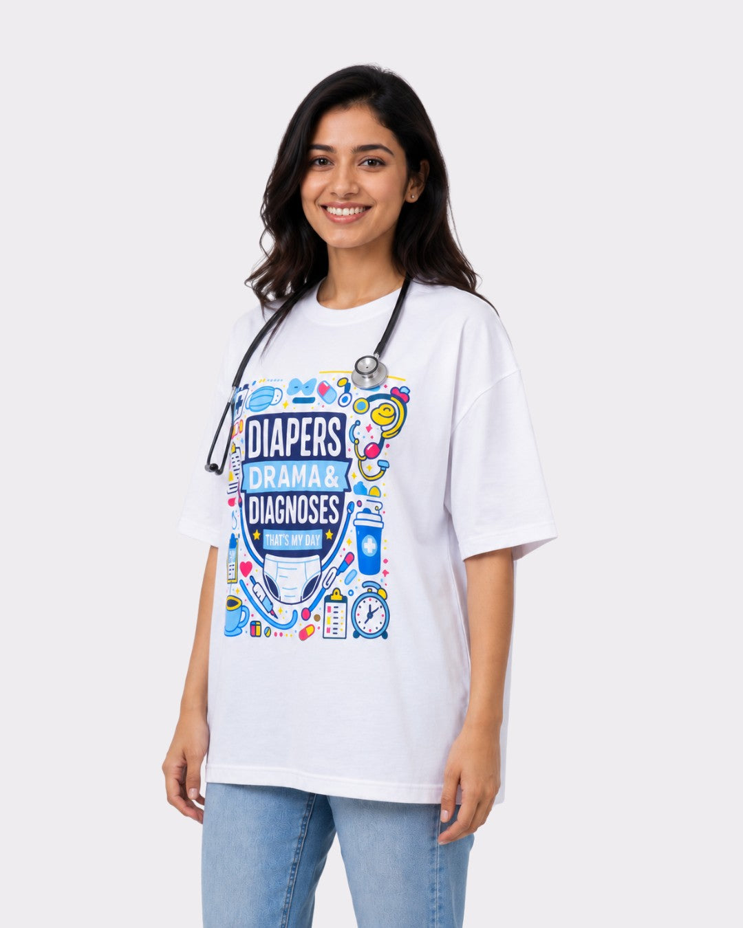 Paediatrician | Diapers, Drama & Diagnoses - That’s My Day | Oversized fit Tshirt