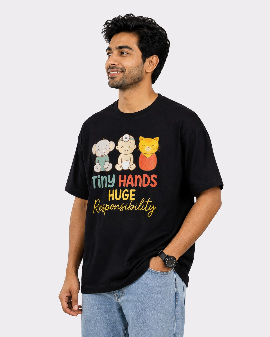 Paediatrician | Tiny Hands. Huge Responsibility. | Oversized fit Tshirt
