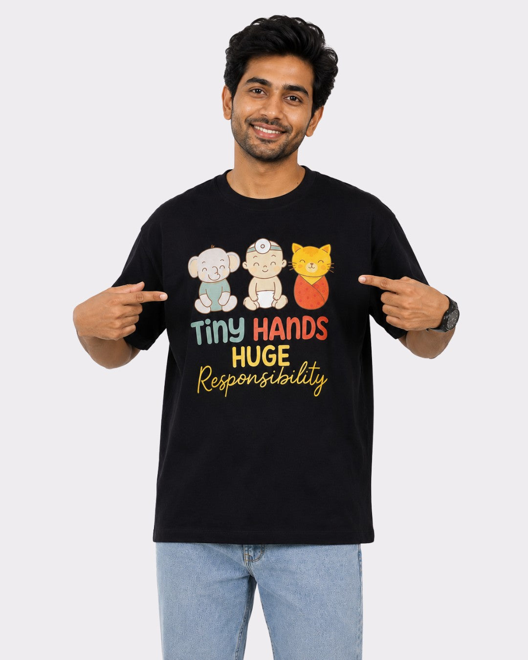 Paediatrician | Tiny Hands. Huge Responsibility. | Oversized fit Tshirt