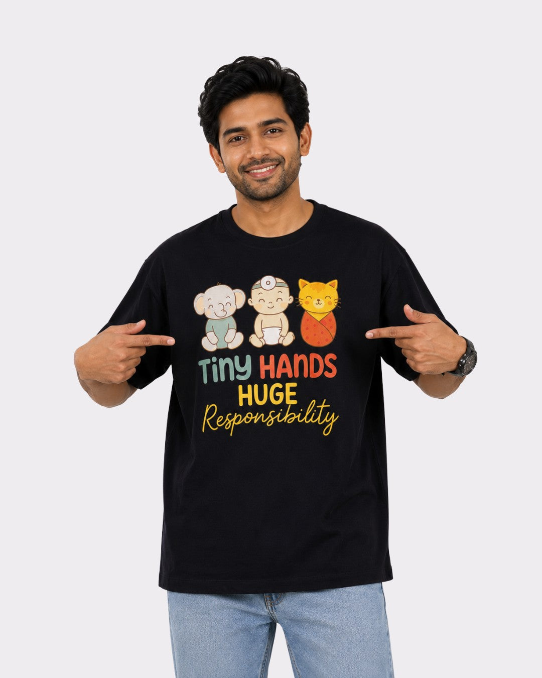 Paediatrician | Tiny Hands. Huge Responsibility. | Oversized fit Tshirt