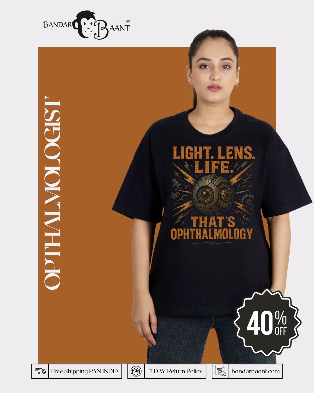 Opthalmologist | Light. Lens. Life. That’s Ophthalmology | Oversized fit Tshirt