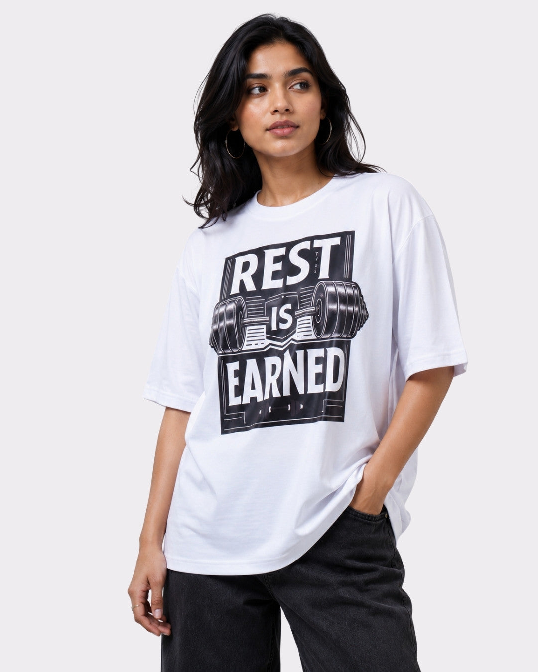 Fitness Trainer | Rest is earned | Oversized T Shirt For Women