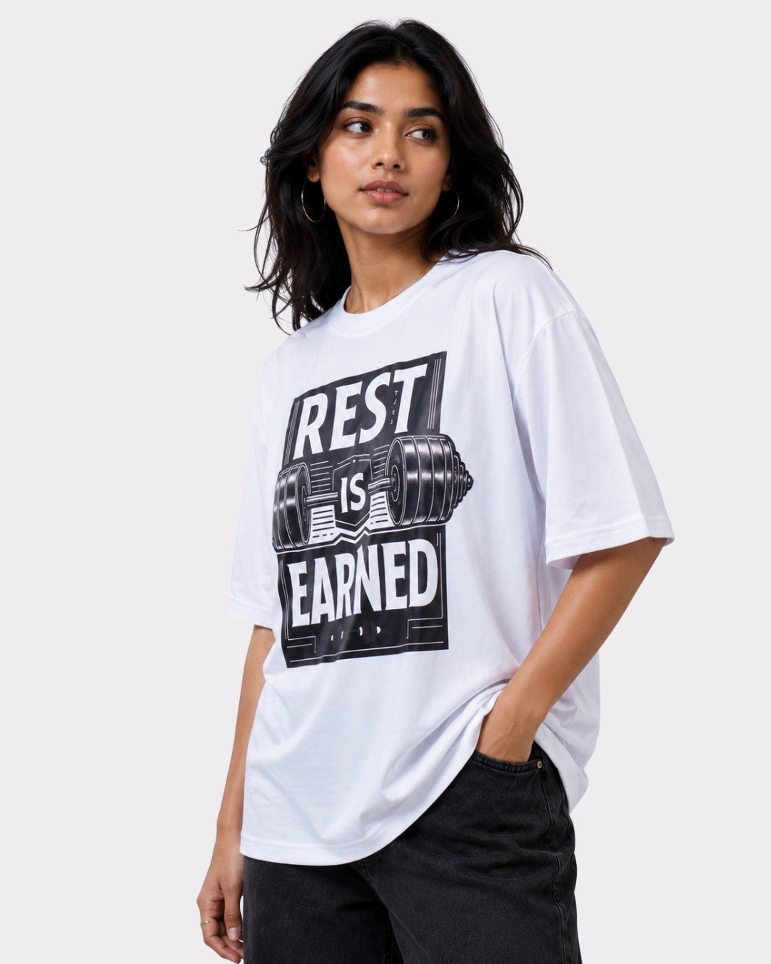 Fitness Trainer | Rest is earned | Oversized T Shirt For Women