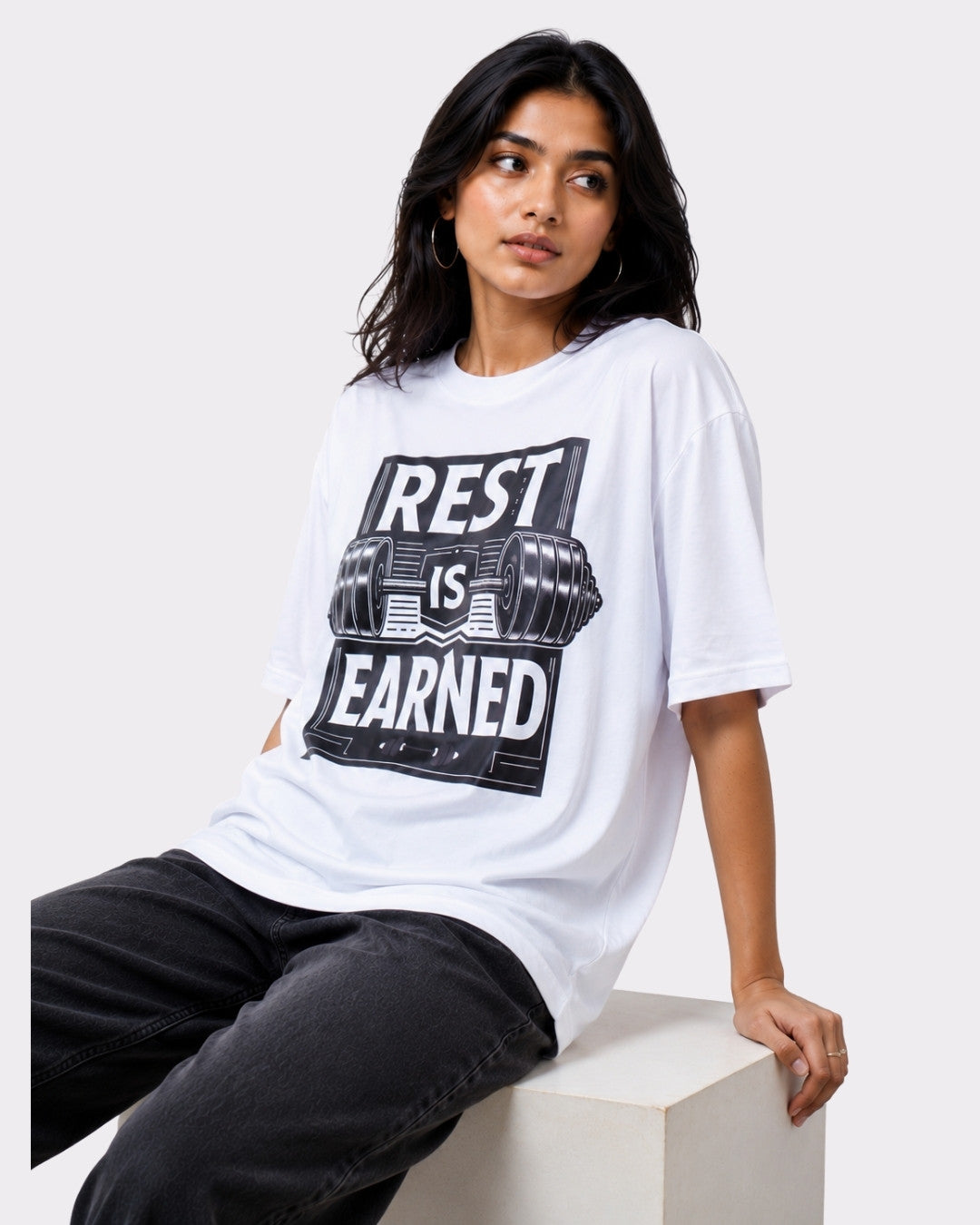 Fitness Trainer | Rest is earned | Oversized T Shirt For Women