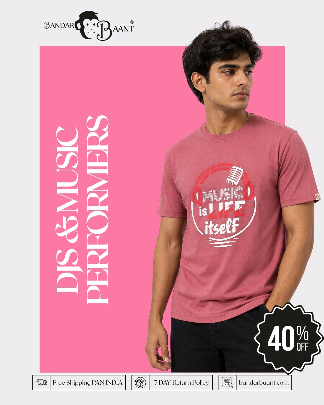 DJs & Music Performers | Music Is Life Itself | Regular Fit T-shirt For Men