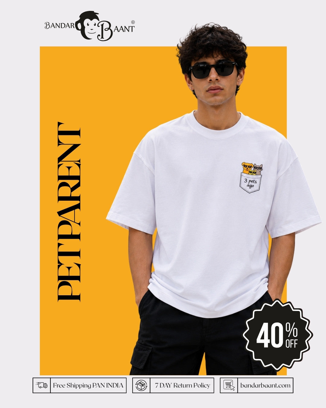 Pet Parent | I Was Normal 3 Pets Ago | Oversized Tshirt For Men