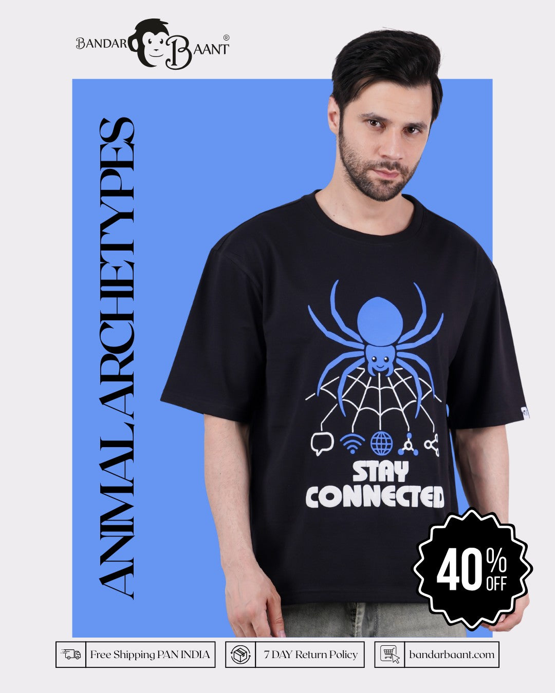 Stay Connected | Spider Animal Archetype Oversized T-Shirt