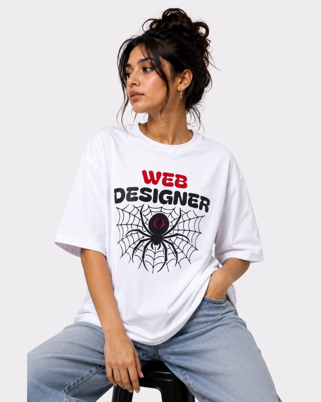 Web Designer | Spider Animal Archetype Oversized T-Shirt For Women