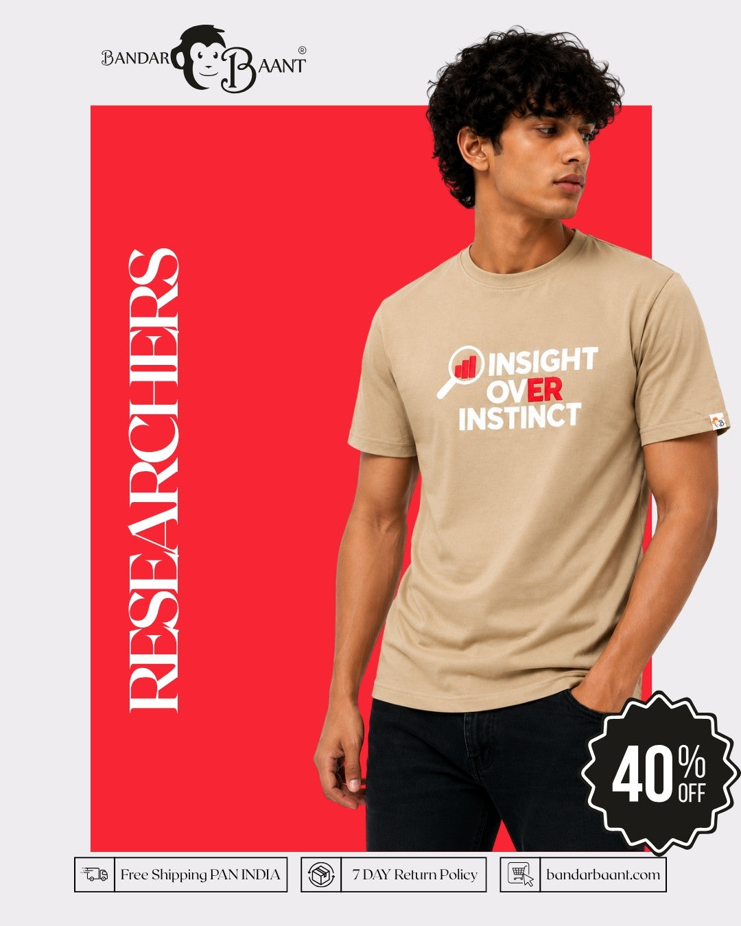 Researchers | Insight Over Instinct | Regular Fit T-shirt For Men