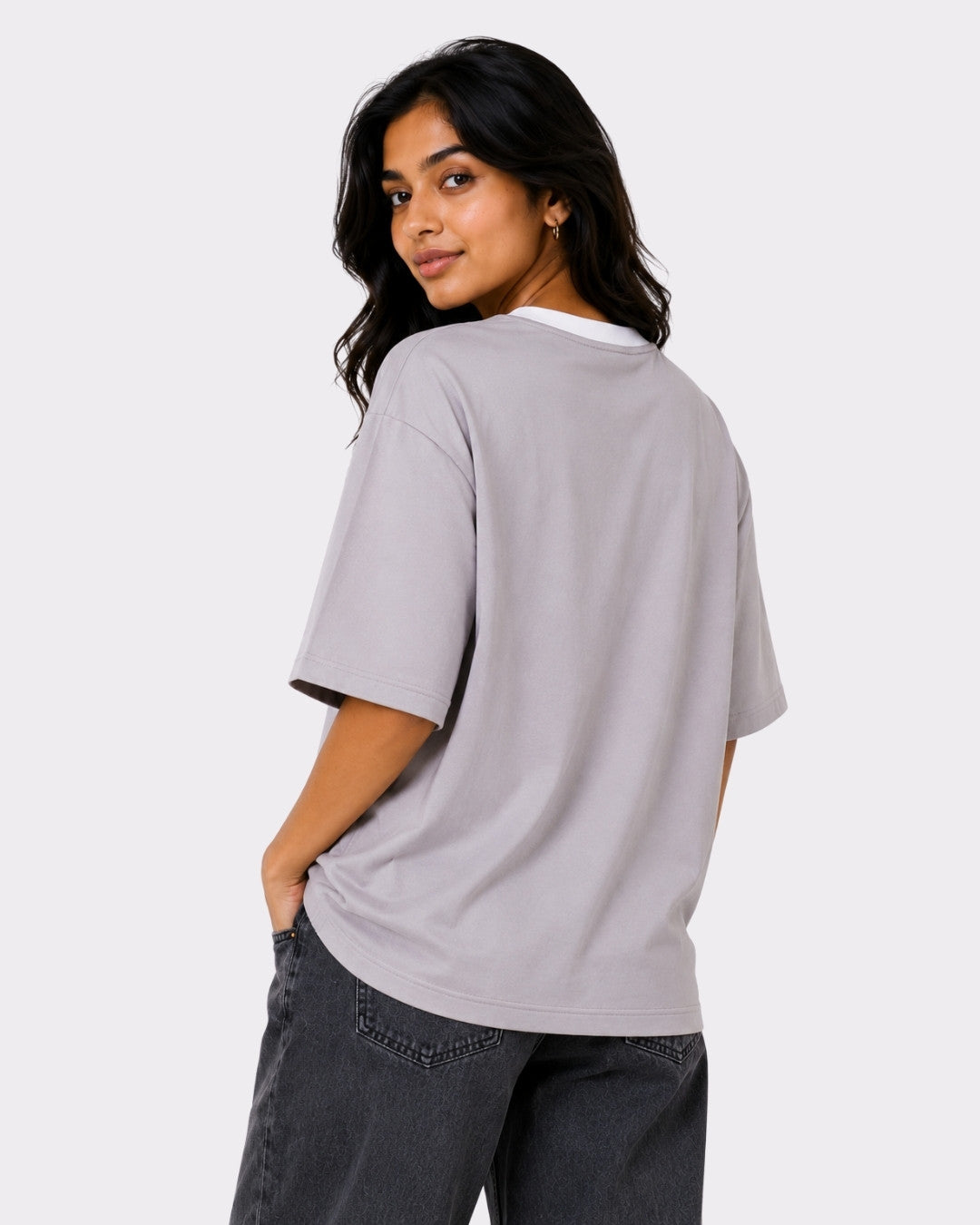 Premium Light Grey Oversized Plain T-shirt for Women, 240 GSM Fabric