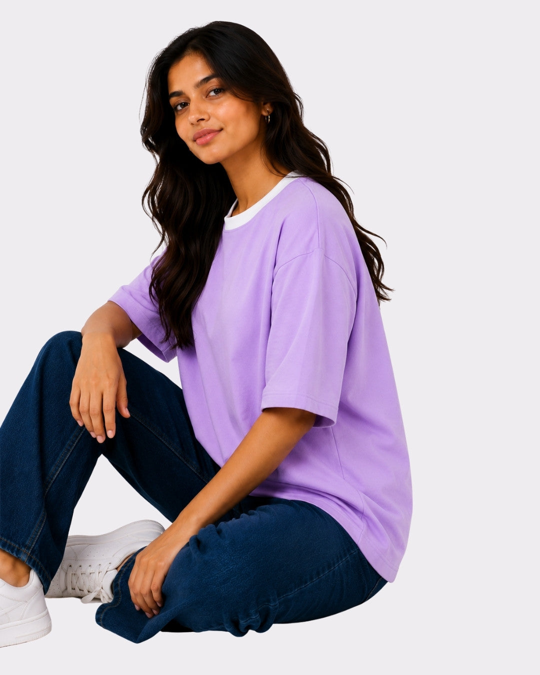 Premium Lavender Oversized Plain T-Shirt for Women, 240 GSM Fabric