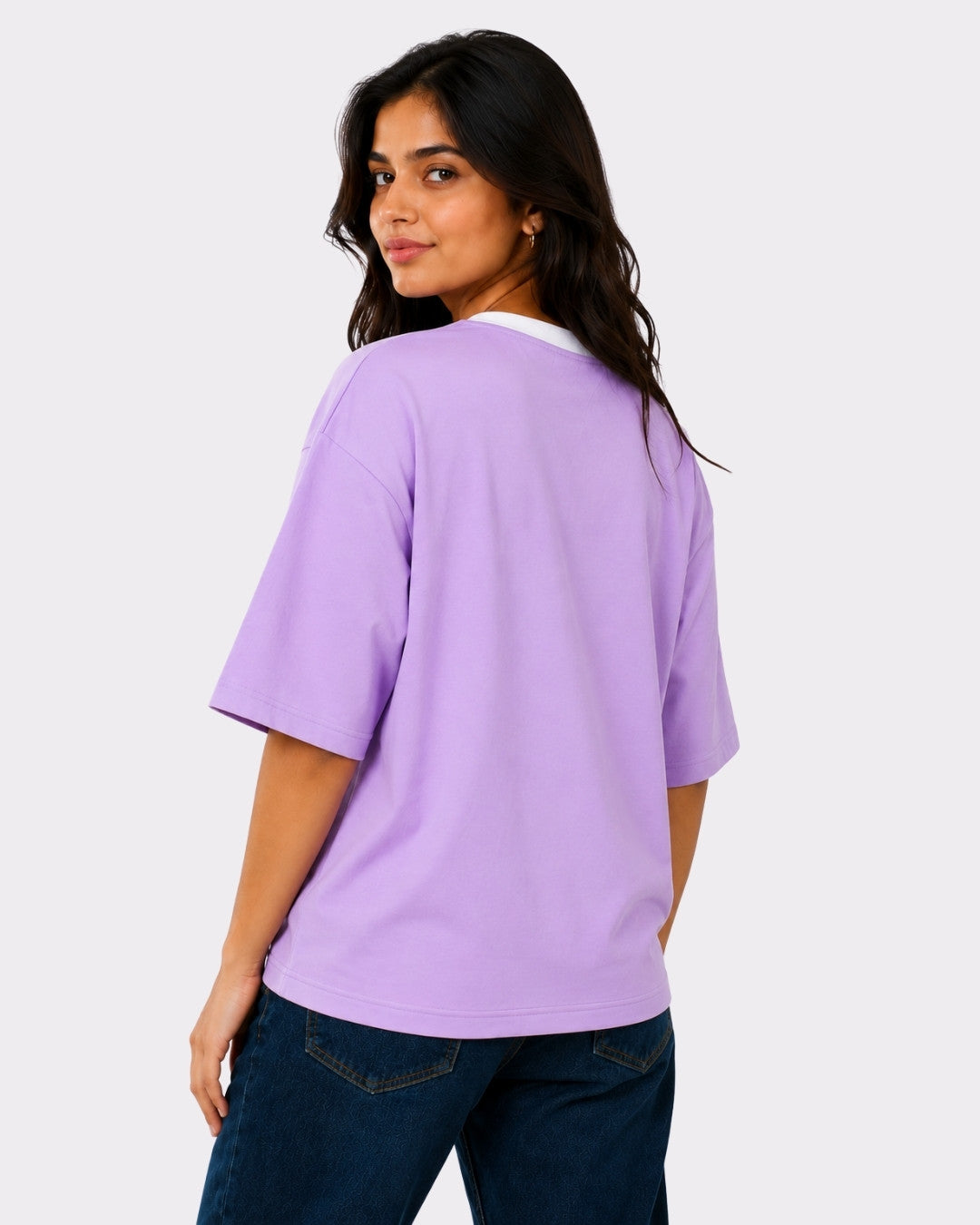 Premium Lavender Oversized Plain T-Shirt for Women, 240 GSM Fabric