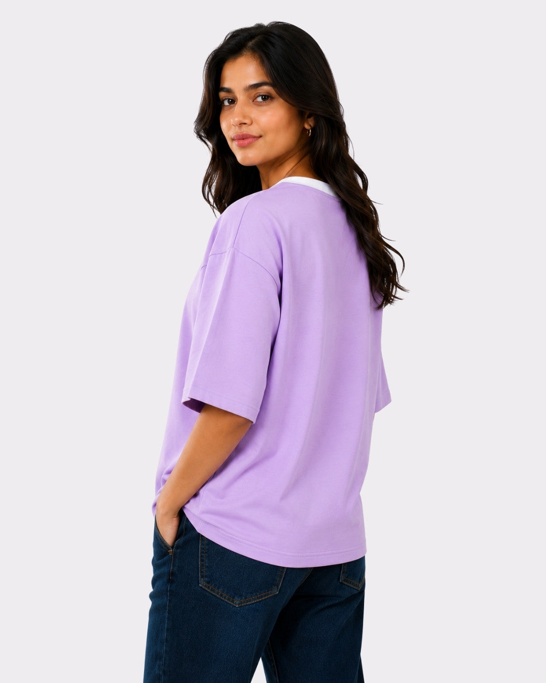 Premium Lavender Oversized Plain T-Shirt for Women, 240 GSM Fabric