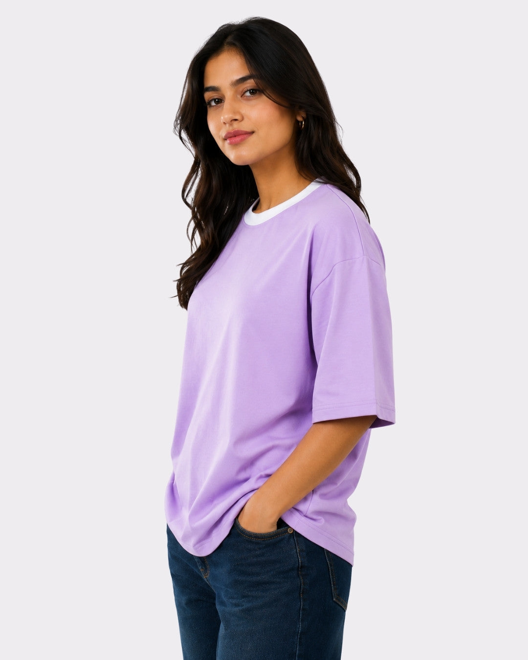 Premium Lavender Oversized Plain T-Shirt for Women, 240 GSM Fabric