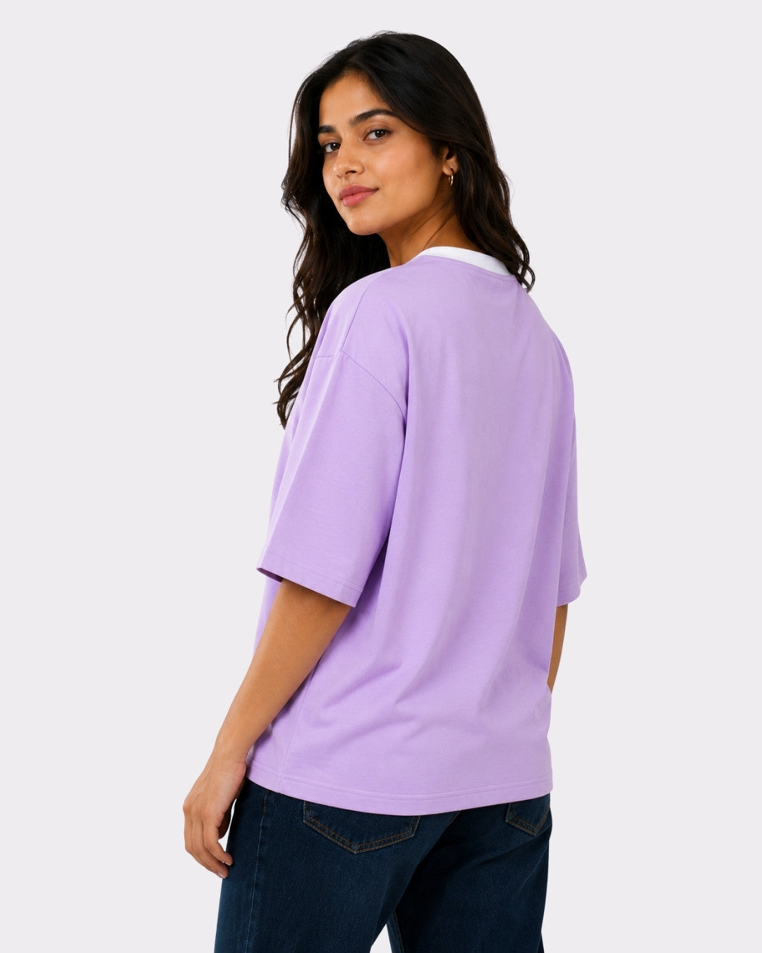 Premium Lavender Oversized Plain T-Shirt for Women, 240 GSM Fabric