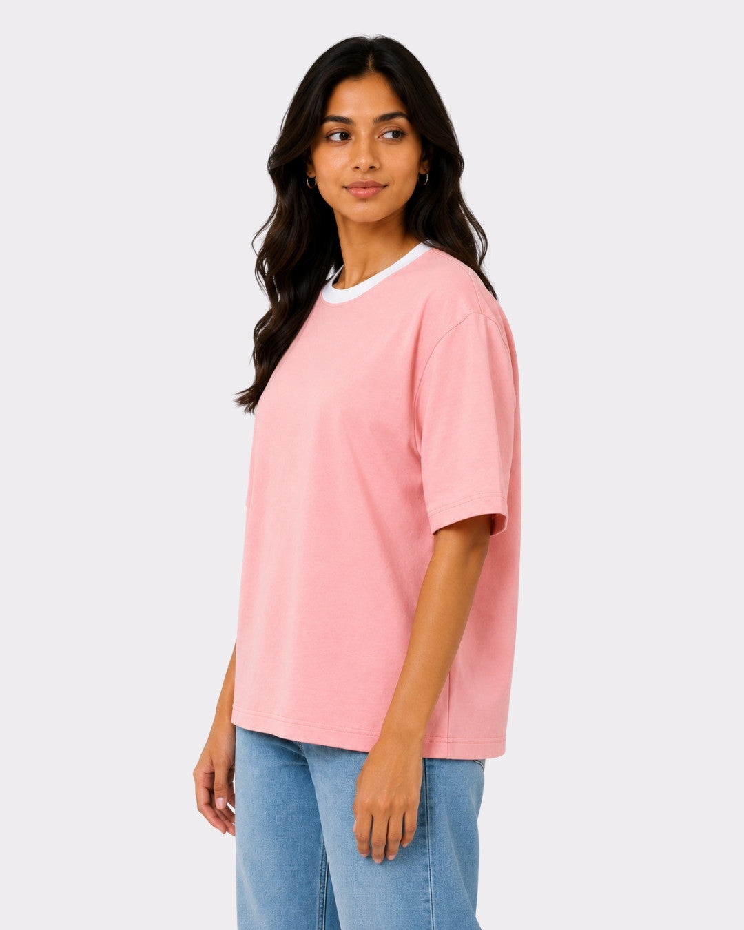 Premium Pink Oversized T-Shirt For Women | 240 GSM Cotton Terry Lycra