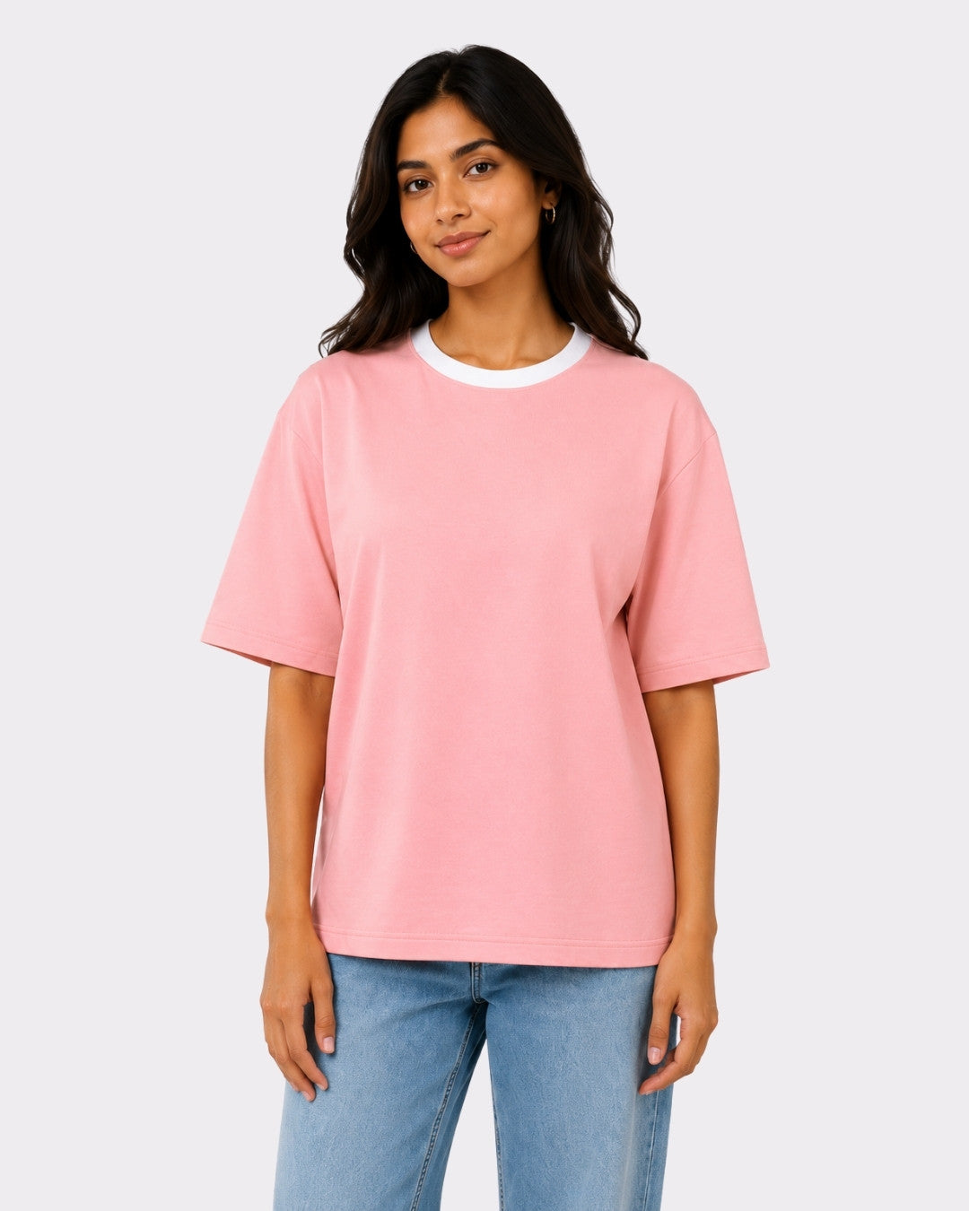 Premium Pink Oversized T-Shirt For Women | 240 GSM Cotton Terry Lycra