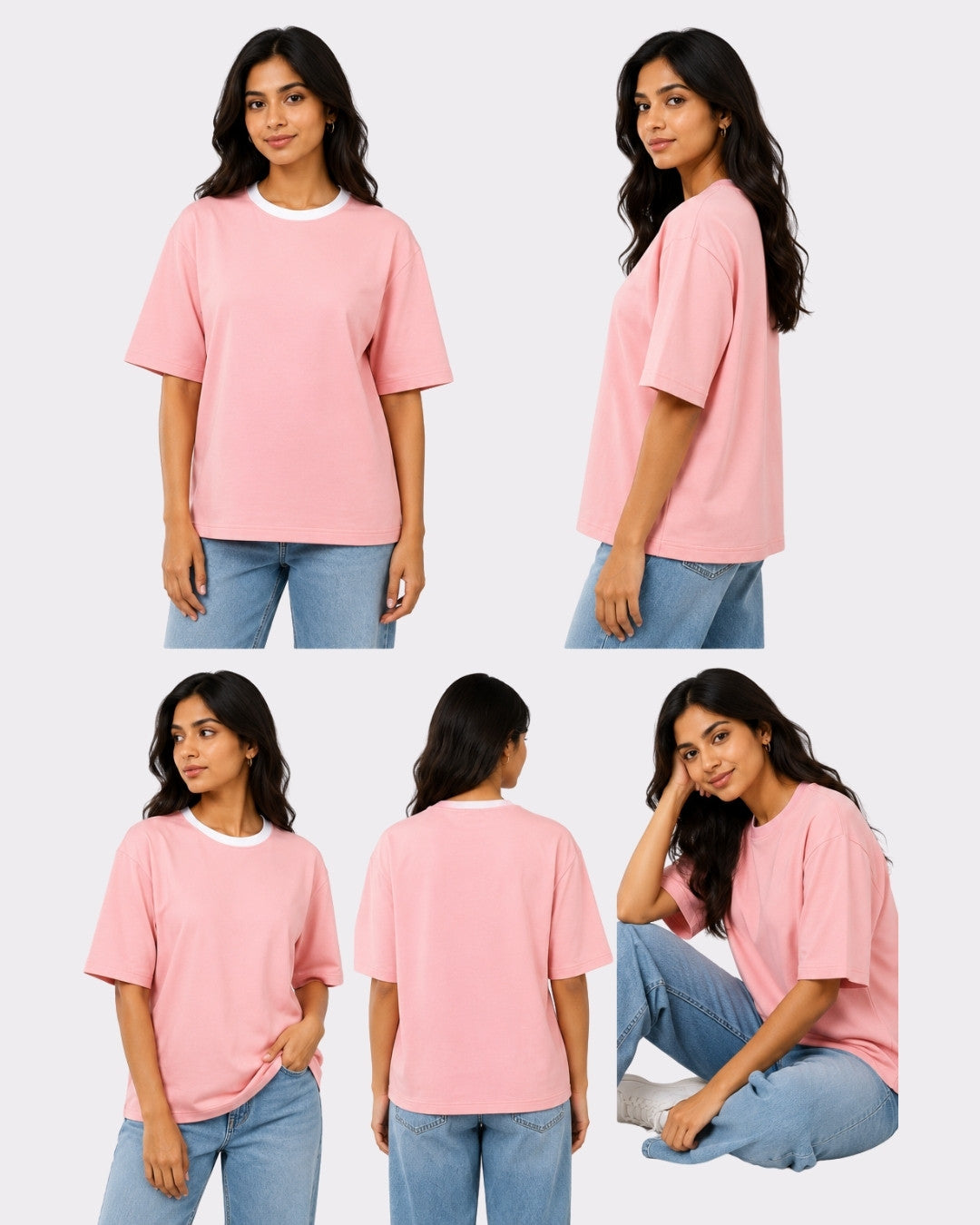Premium Pink Oversized T-Shirt For Women | 240 GSM Cotton Terry Lycra