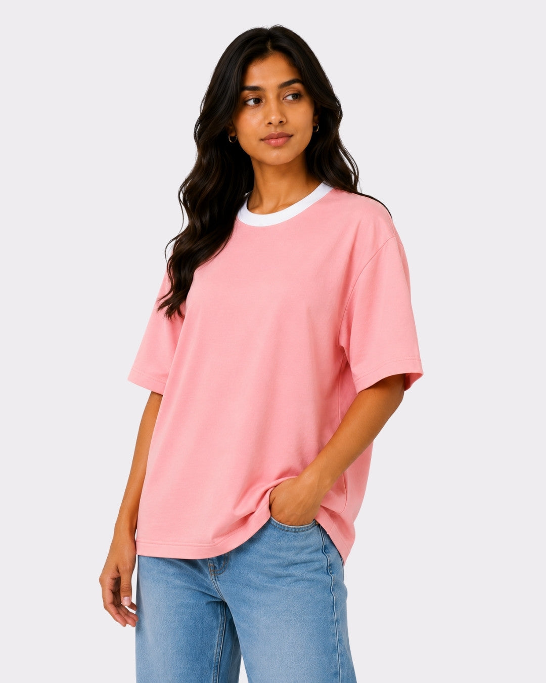 Premium Pink Oversized T-Shirt For Women | 240 GSM Cotton Terry Lycra