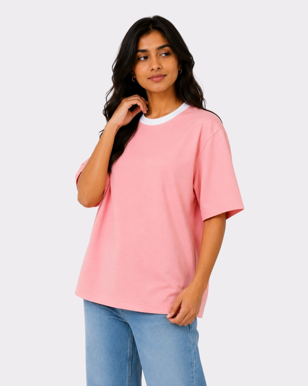 Premium Pink Oversized T-Shirt For Women | 240 GSM Cotton Terry Lycra