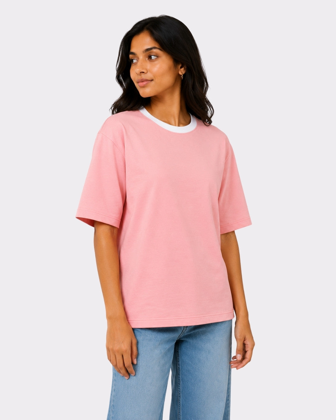 Premium Pink Oversized T-Shirt For Women | 240 GSM Cotton Terry Lycra