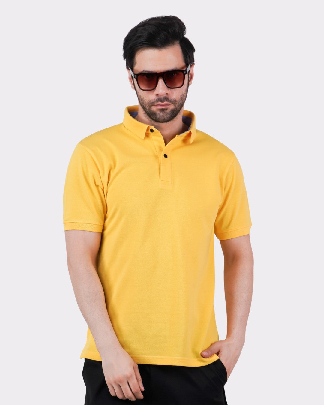 Premium Cotton Matty Polo T-Shirt for Men - Golden Sun Glow  | Regular Fit
