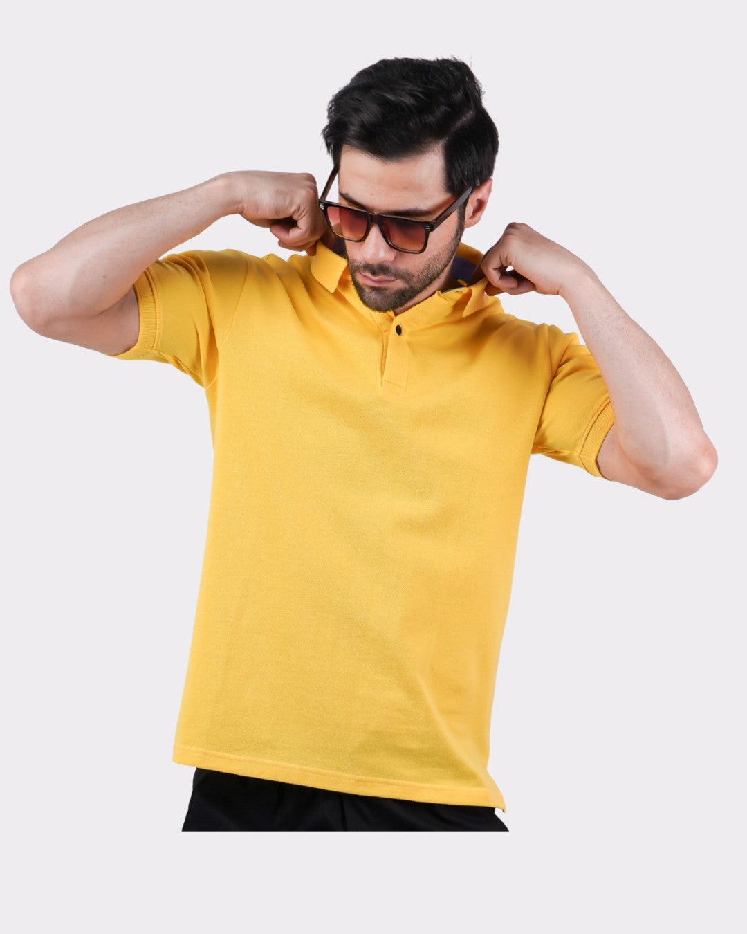 Premium Cotton Matty Polo T-Shirt for Men - Golden Sun Glow  | Regular Fit