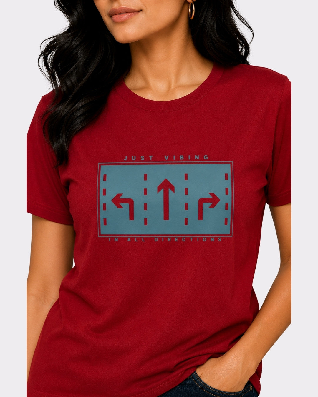 Ruby Red Cotton T-Shirt for Women | Regular Fit Vibe Tee