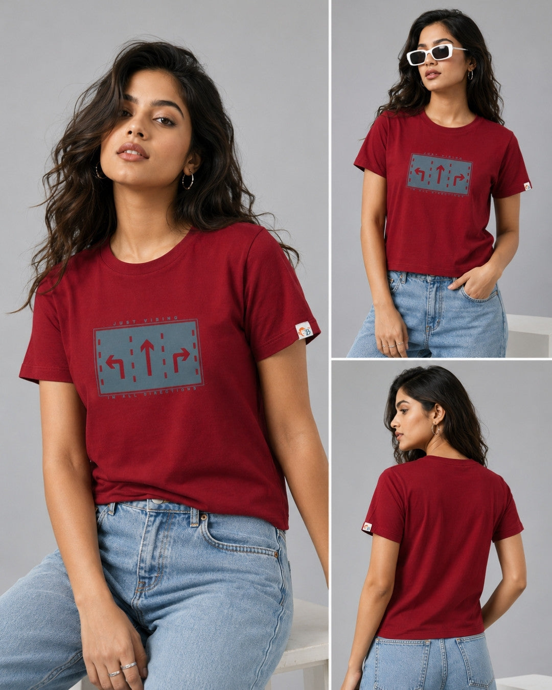 Ruby Red Cotton T-Shirt for Women | Regular Fit Vibe Tee