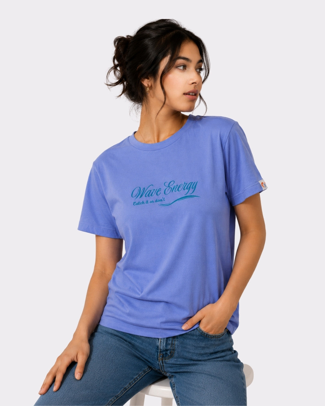 Lavender Blue Cotton T-Shirt for Women | Regular Fit Vibe Tee
