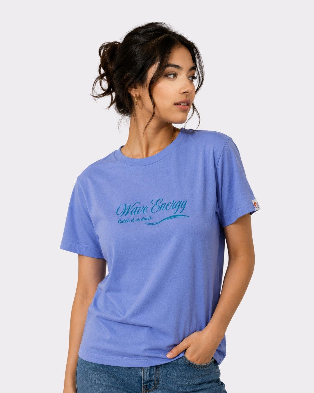 Lavender Blue Cotton T-Shirt for Women | Regular Fit Vibe Tee
