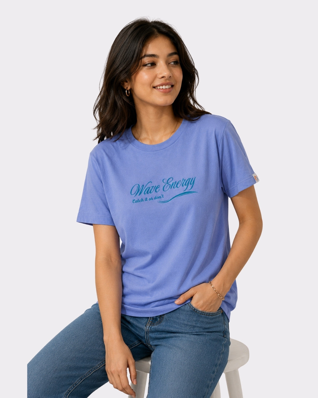 Lavender Blue Cotton T-Shirt for Women | Regular Fit Vibe Tee