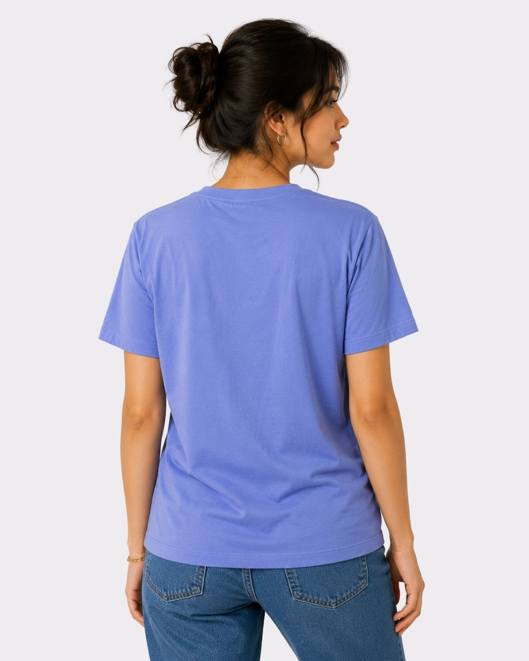 Lavender Blue Cotton T-Shirt for Women | Regular Fit Vibe Tee