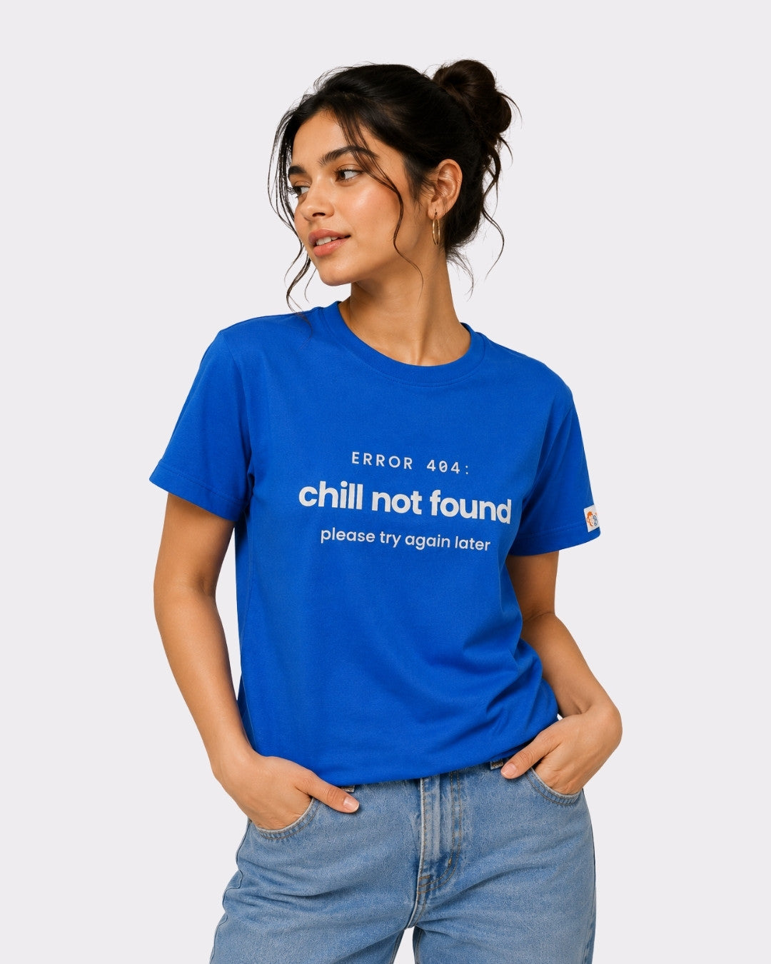 Royal Blue Cotton T-Shirt for Women | Chill Error Tee