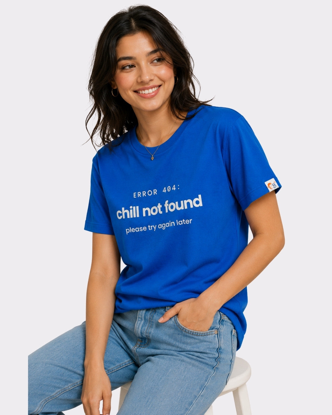 Royal Blue Cotton T-Shirt for Women | Chill Error Tee