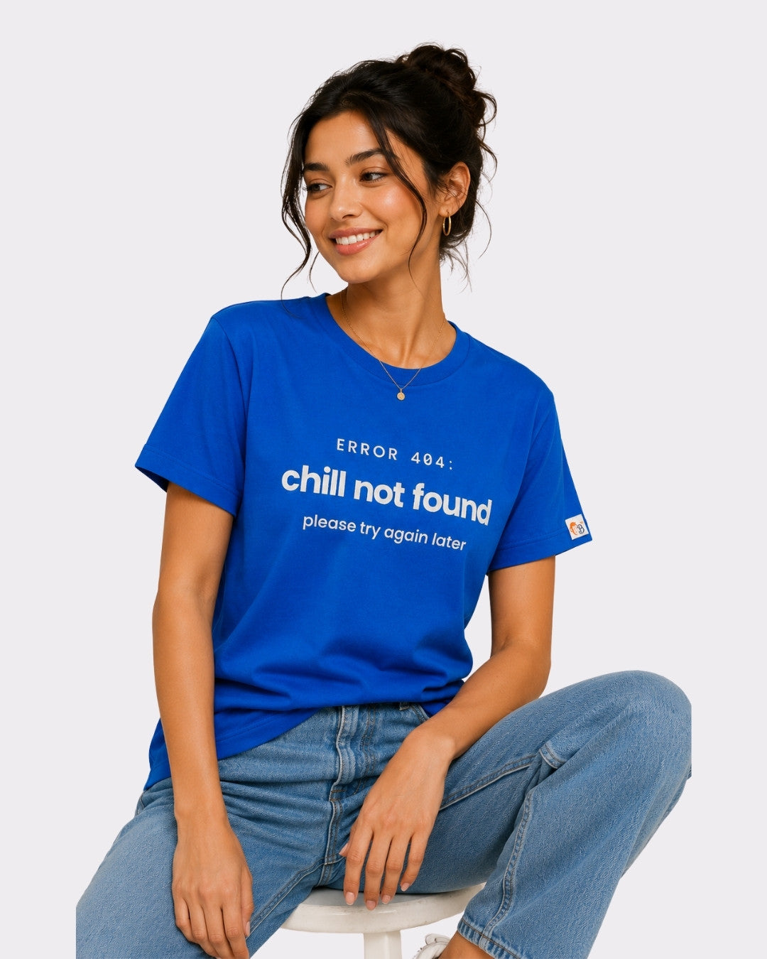 Royal Blue Cotton T-Shirt for Women | Chill Error Tee