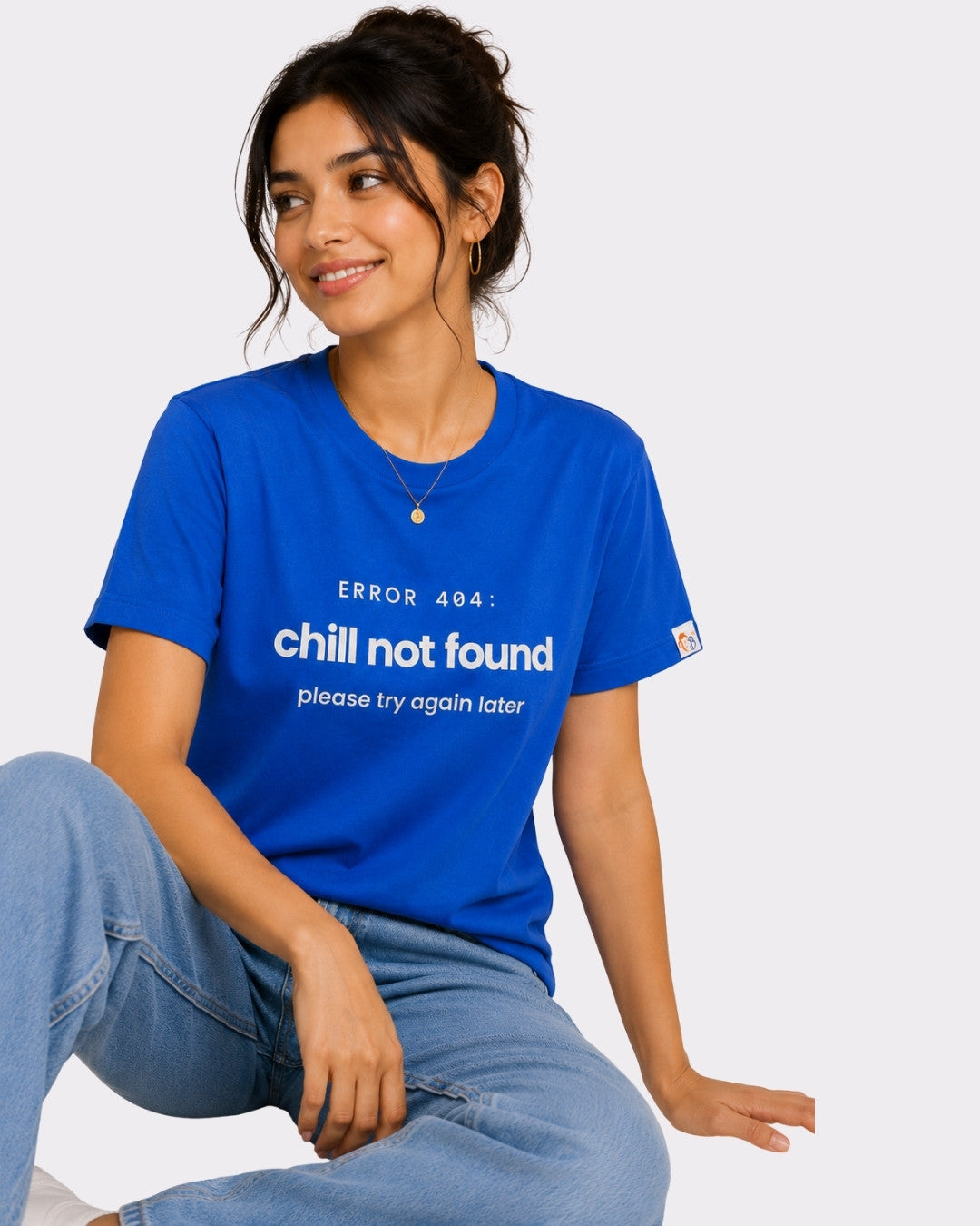 Royal Blue Cotton T-Shirt for Women | Chill Error Tee