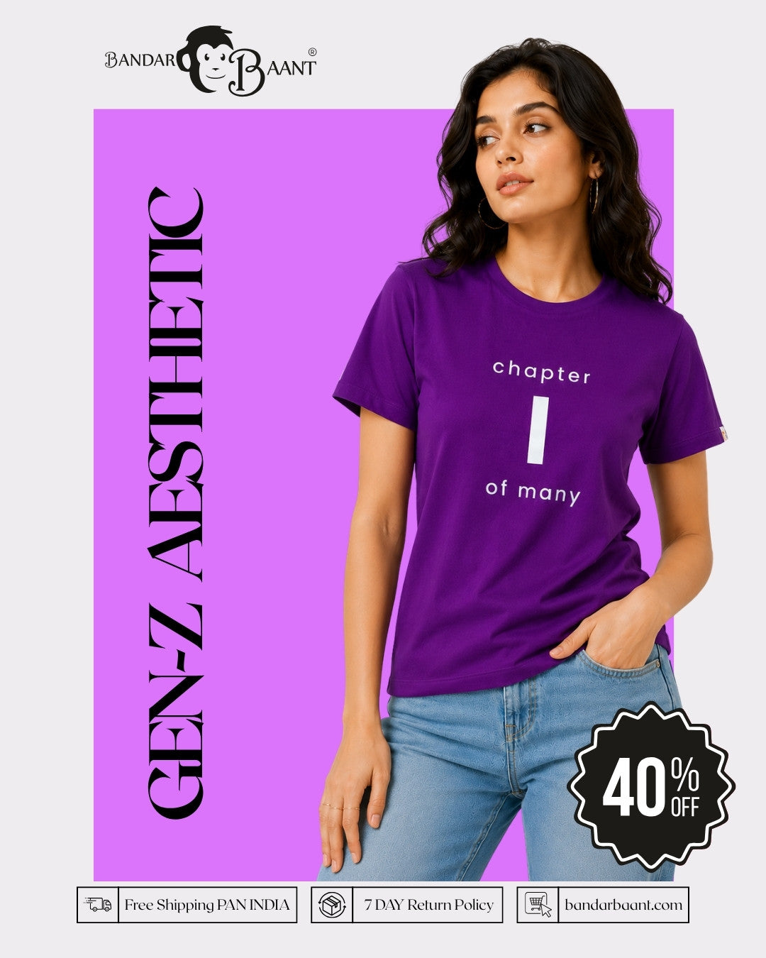 Royal Purple Cotton T-Shirt for Women | Chapter Tee