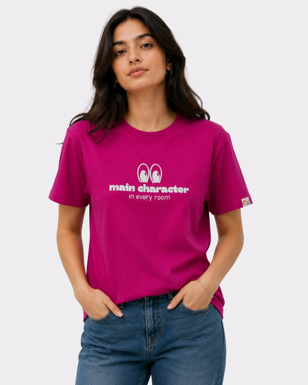 Hot Pink Cotton T-Shirt for Women | Main Character Tee
