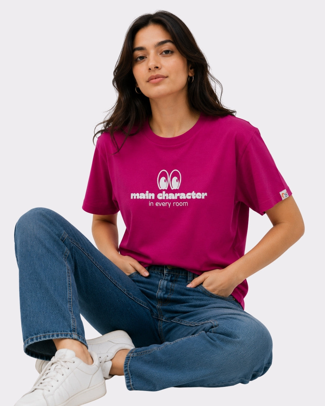 Hot Pink Cotton T-Shirt for Women | Main Character Tee