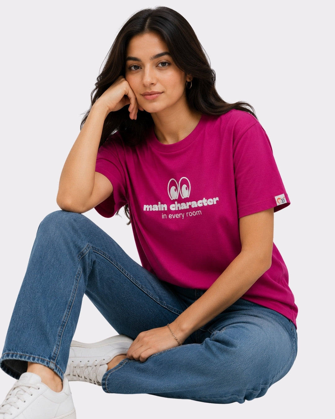 Hot Pink Cotton T-Shirt for Women | Main Character Tee