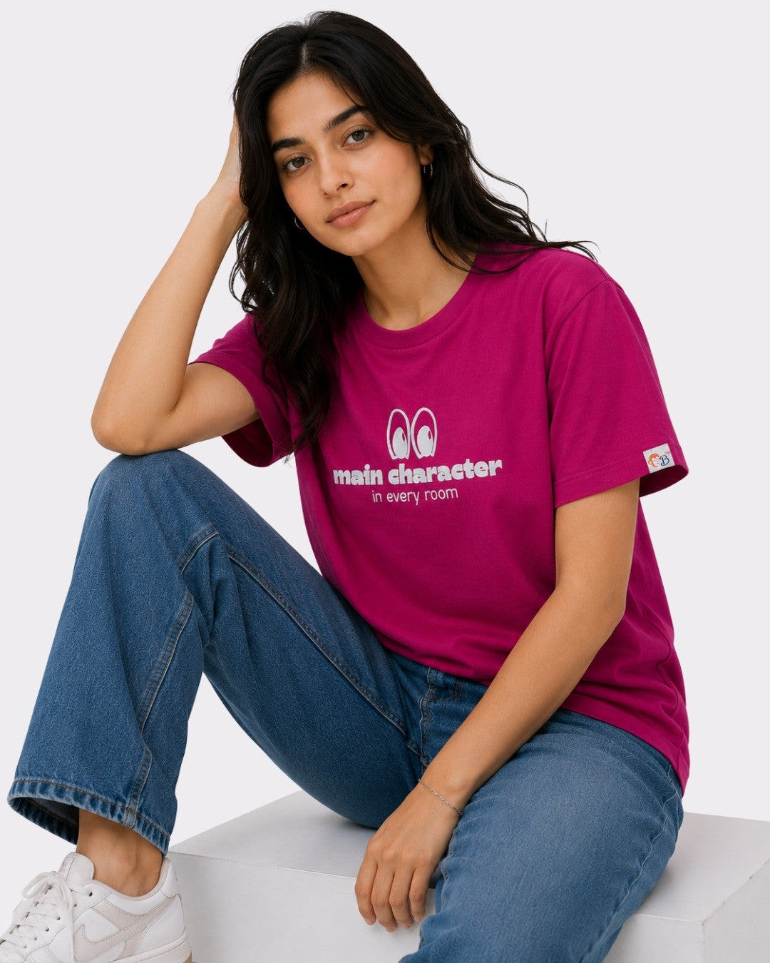 Hot Pink Cotton T-Shirt for Women | Main Character Tee