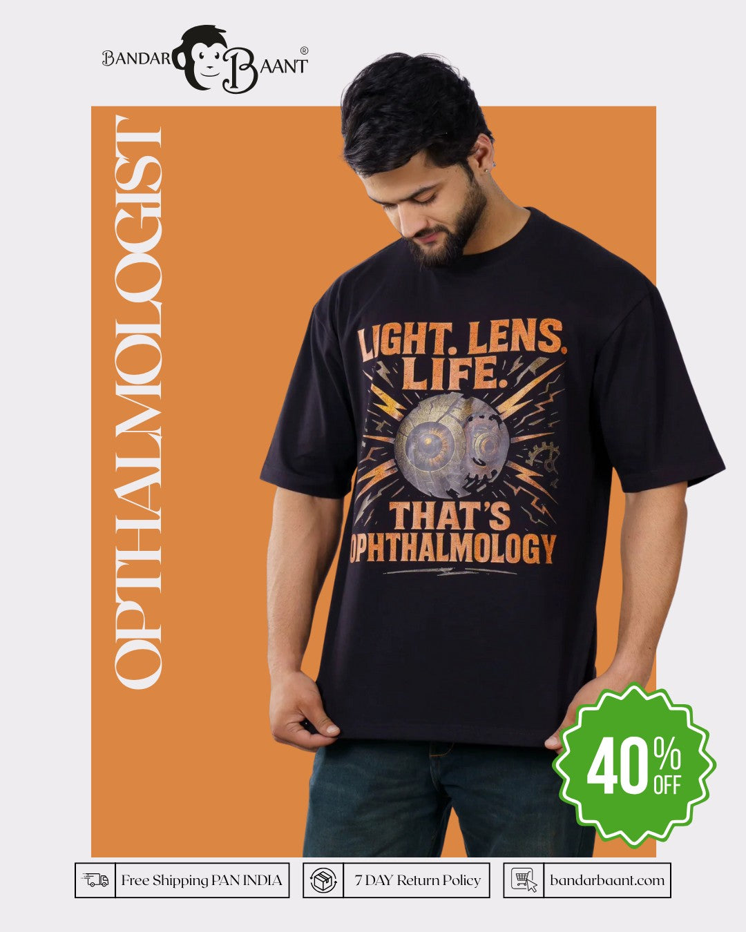 Opthalmologist | Light. Lens. Life. That’s Ophthalmology | Oversized fit Tshirt